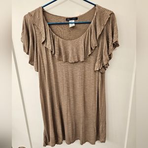 NWT - Bluheaven Stretchy Ruffled Tan Top - Size 1X